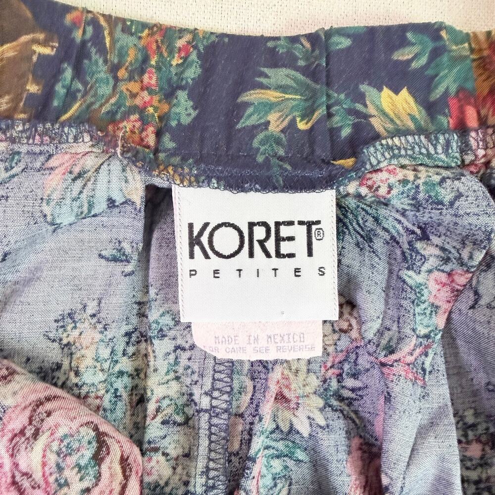 Vintage 90s Koret Floral Rose Midi Skirt Women's 4 Petite Romantic Button Front - Picture 10 of 14